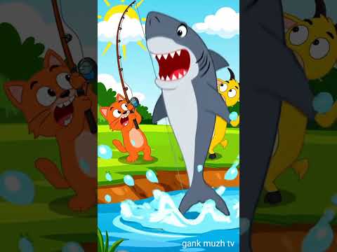 fishing for baby sharks #cartoon #tilesgop #funny #animation #cat