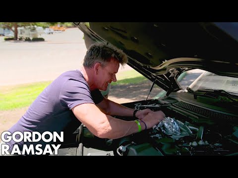 Gordon Ramsay Cooks Sea Bass On A Car Engine!