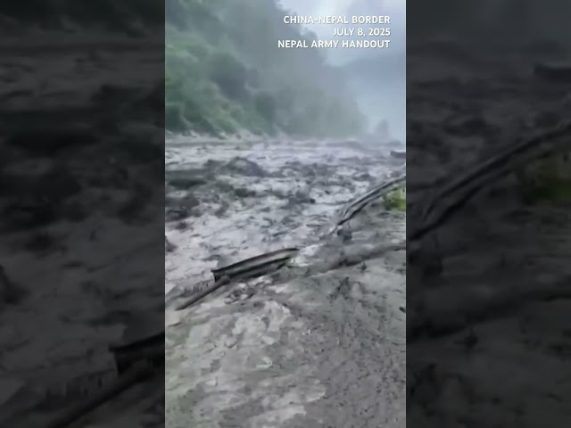 SCENE: Flood and mudslide damage Gyirong Port on China-Nepal border, dozens missing