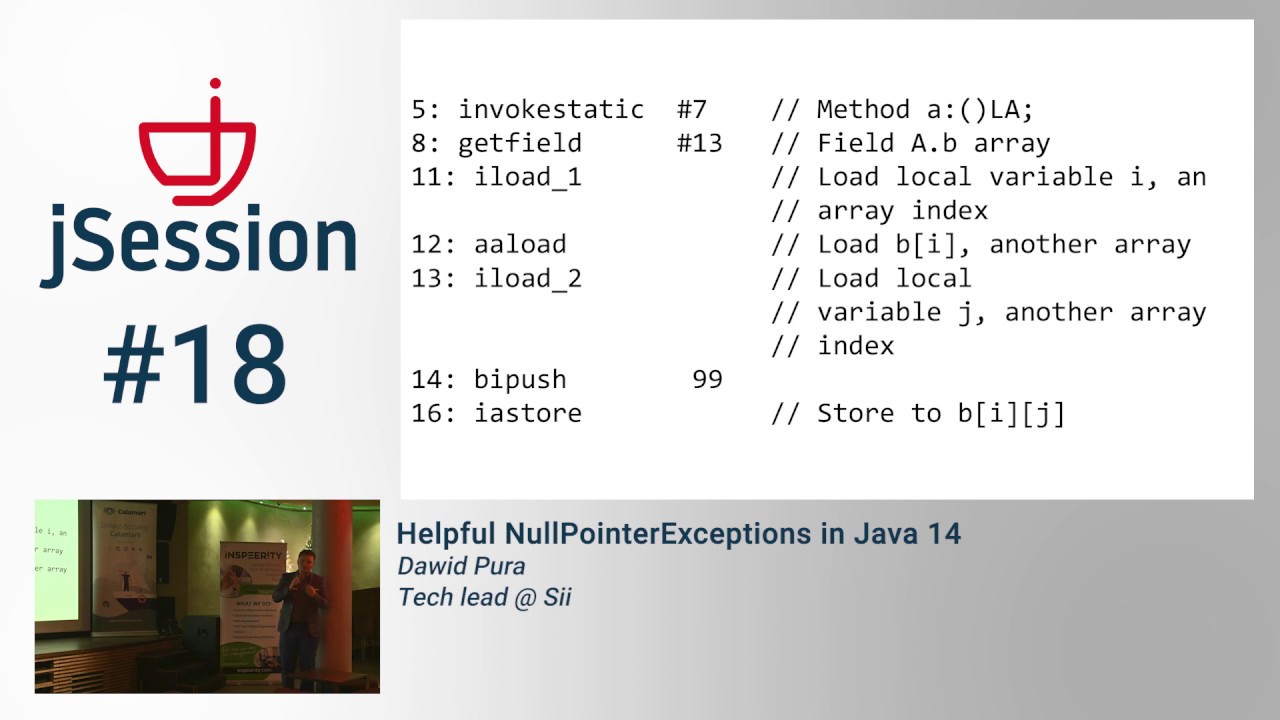 JSession#18 - Helpful NullPointerExceptions in Java 14 - Dawid Pura