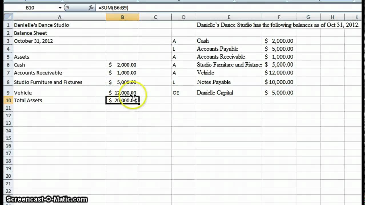 How To Do A Balance Sheet In Excel