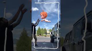 BABY ADLEY DAREDEViL!! Jumping off a MONSTER TRUCK! Cartoon Baby Transformation Tricks with Dad