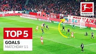 Top 5 Goals • Nkunku, Jovetic & More | Matchday 11 — 2021/22