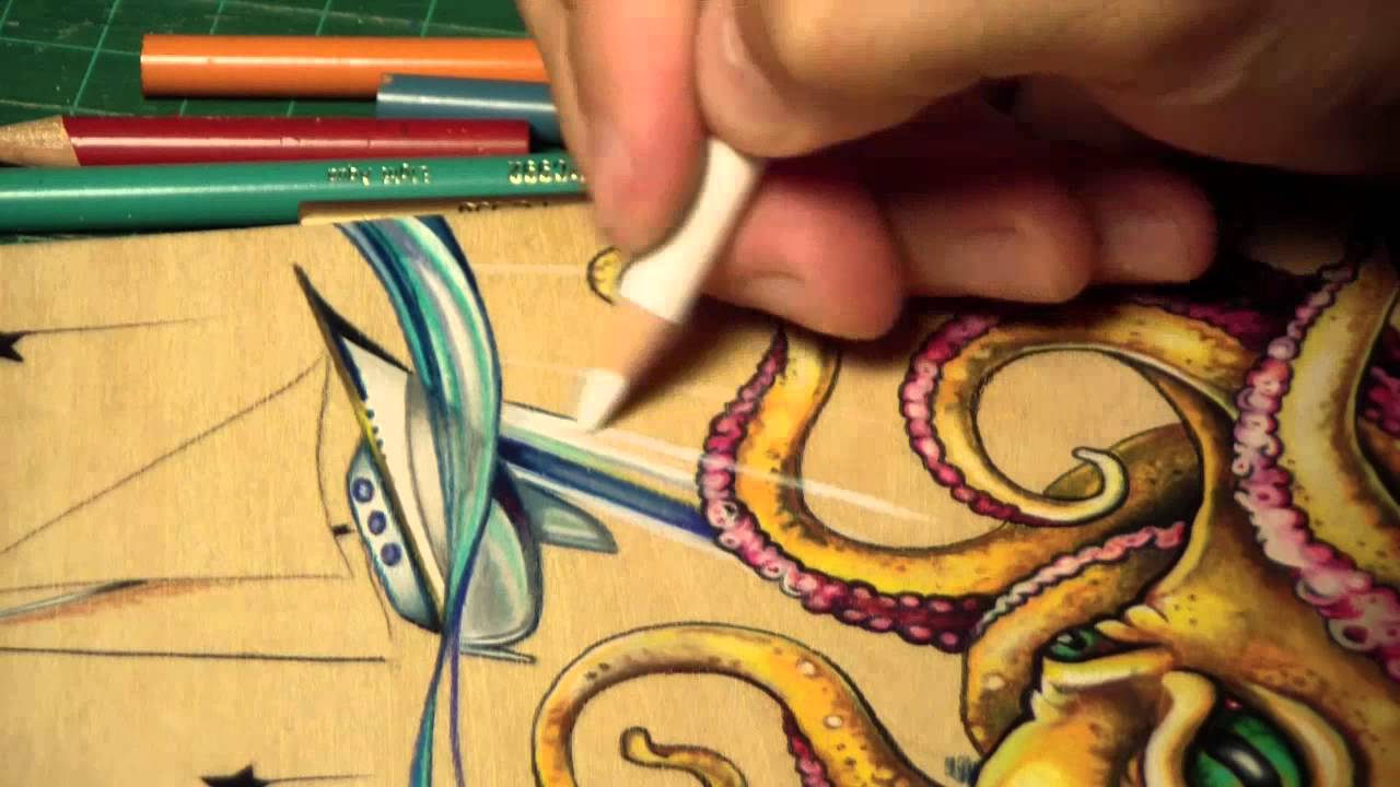 Time Lapse Prismacolor pencil octopus drawing YouTube