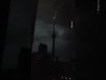 A bolt of lightning strikes Torontos CN tower