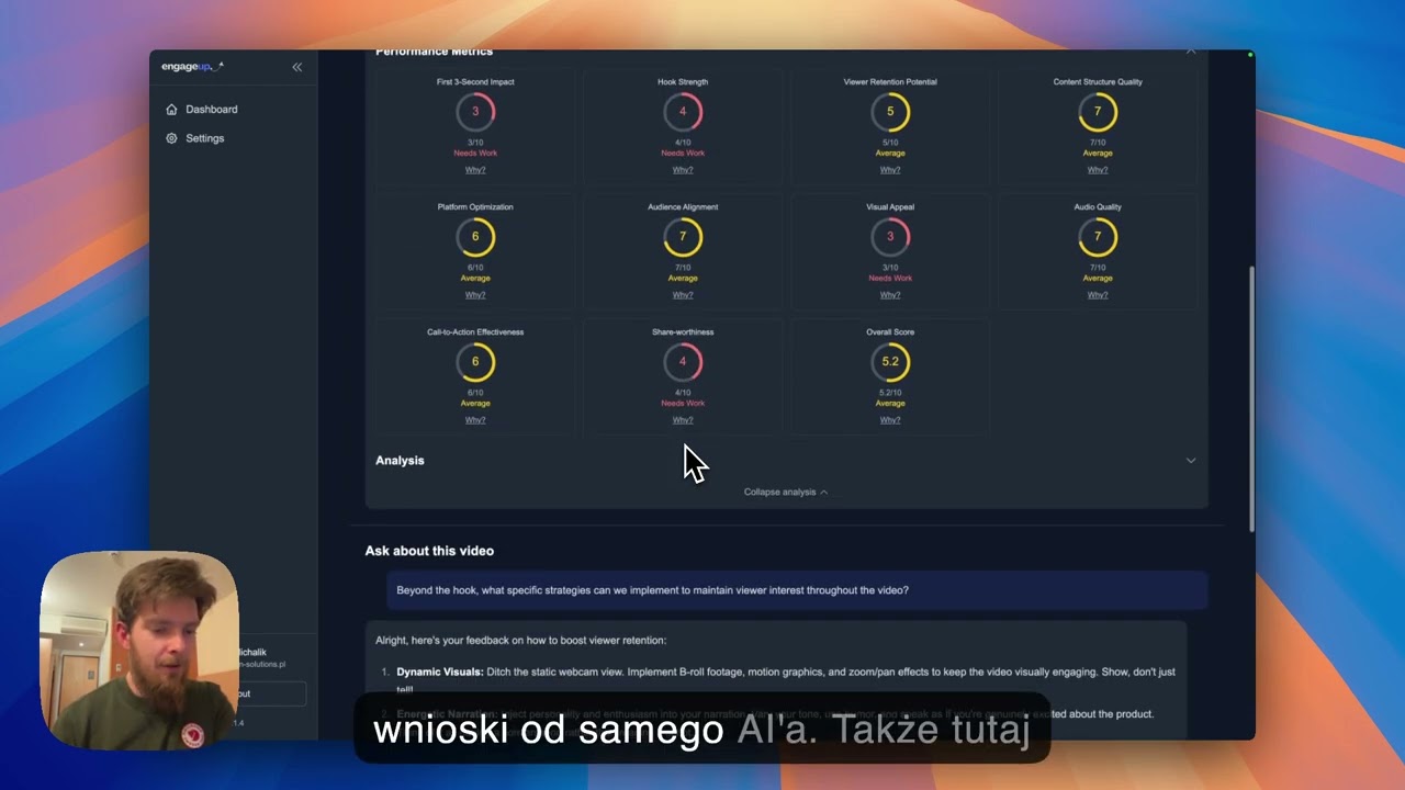 Niech AI przeanalizuje Twoje rolki - EngageUp w akcji