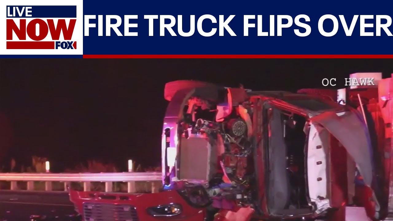 Fire truck flips over on SoCal freeway, multiple victims air-lifted to hospital