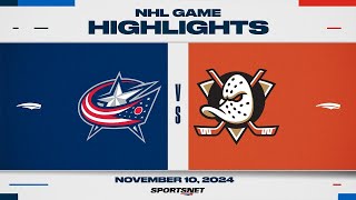 NHL Highlights | Blue Jackets vs. Ducks - November 10, 2024