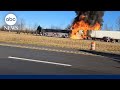 Semitruck involved in fiery collision on Ohio highway