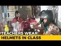 Teachers In This Telangana School Wear Helmets To Highlight Poor State Of School Building