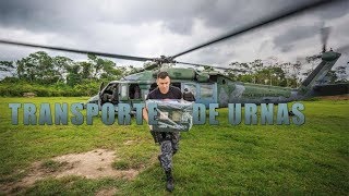 A Força Aérea Brasileira (FAB) está atuando nas eleições 2018 com o transporte de urnas, mesários e agentes de segurança a locais de difícil acesso nos Estados do Acre e de Roraima, incluindo áreas de fronteira norte, com a Guiana Francesa e a Venezuela; e da fronteira oeste, com a Bolívia e o Peru. Três helicópteros H-60L Black Hawk  do Esquadrão Harpia (7º/8º GAV) estão envolvidos na missão.