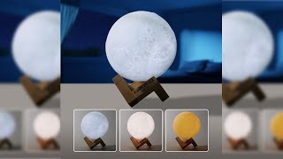 Pratinjau video produk TaffLED Lampu Tidur Bulan 3D Moon Night Light Lamp Rechargeable 12cm - ROX-05