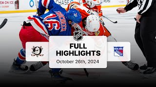 Ducks at Rangers | October 26, 2024 | NHL Full Game Highlights