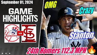 Yankees vs Cardinals [FULL HIGHLIGHTS] September 01, 2024 | Stanton 24th Homers 112.3 MPH 🔥