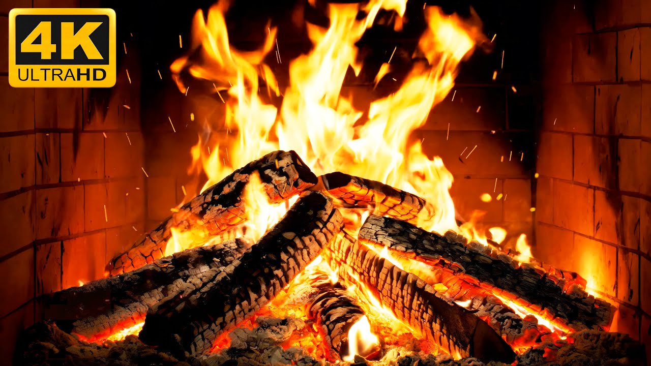 🔥 COZY Mountain FIREPLACE with Calming HEARTH Noises and FIRELIGHT for Silent CHRISTMAS Nights