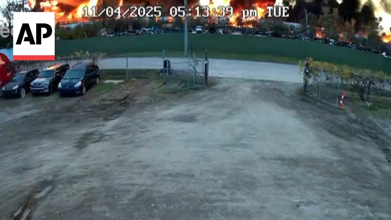 Surveillance video captures moment of fiery UPS plane crash