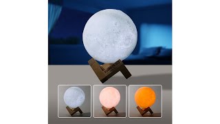 Pratinjau video produk TaffLED Lampu Tidur Bulan 3D Printed Moon Night Light Lamp 400mAh 12cm - ROX-05