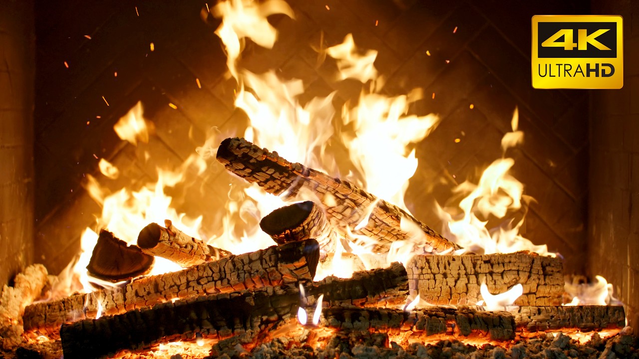 🔥 Ultimate Fireplace (12 Hours) with Cozy Hearth Crackles and Dim Ember Fire for Snowy Evenings
