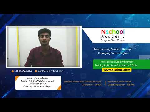 Krishnakumar Finished the Full Stack Development Course at Nschool | Hired by Ariztid Technologie