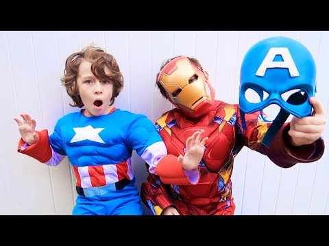Captain America Vs Iron Man In Real Life Superhero Race For The Nerf Blaster - Beaherokids