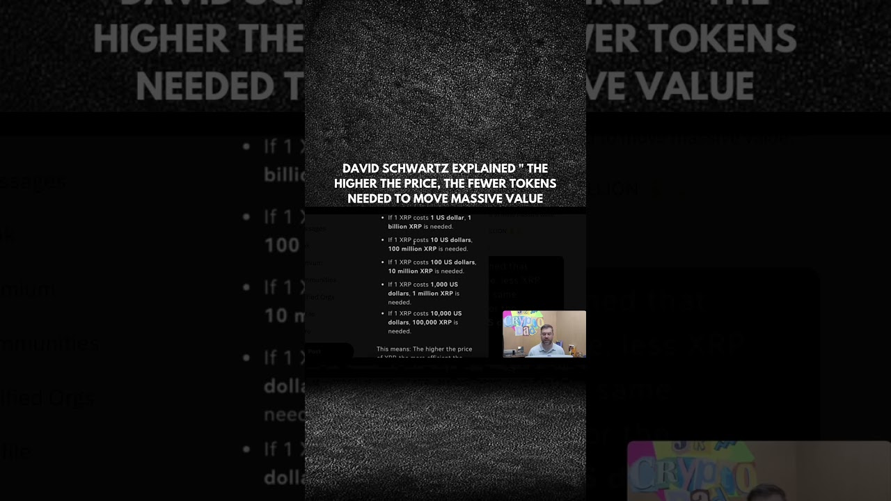 DAVID SCHWARTZ EXPLAINED THE HIGHER THE PRICE, THE FEWER TOKENS NEEDED TO MOVE MASSIVE VALUE?