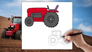 Traktor - Jak narysować Traktor - Rysowanie dla dzieci krok po kroku