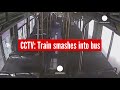 Shocking CCTV: Passengers flee as train smashes into bus