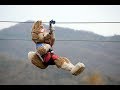 Not all about football: Official FIFA WC 2018 mascot Zabivaka rides a zipline in Sochi’s Skypark