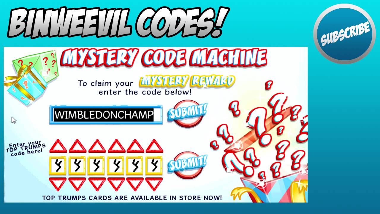 Bin weevils mystery codes 2018