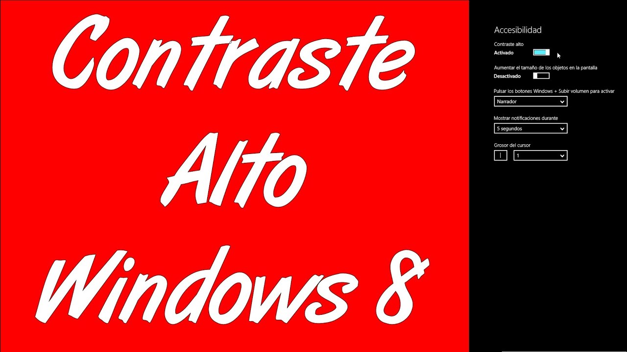 Como Activar Desactivar Contraste Alto En Windows 8 Youtube 3448