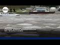 Snowplow clears road after hailstorm in Colorado