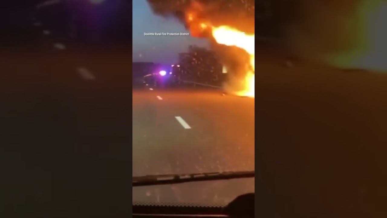 WELL DONE: Firefighters douse blaze from truck carrying 40,000 pounds of ribeye steaks #shorts