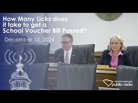 screenshot of youtube video titled How Many Licks does it take to get a School Voucher Bill Passed? | South Carolina Lede