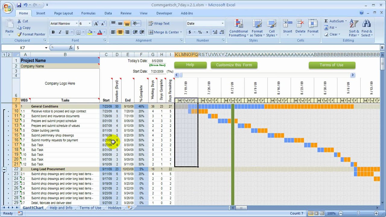 Construction Project Schedule Template