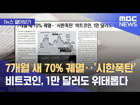 [뉴스 열어보기] 7개월 새 70% 궤멸‥'시한폭탄' 비트코인, 1만 달러도 위태롭다 (2022.06.20/뉴스투데이/MBC)
