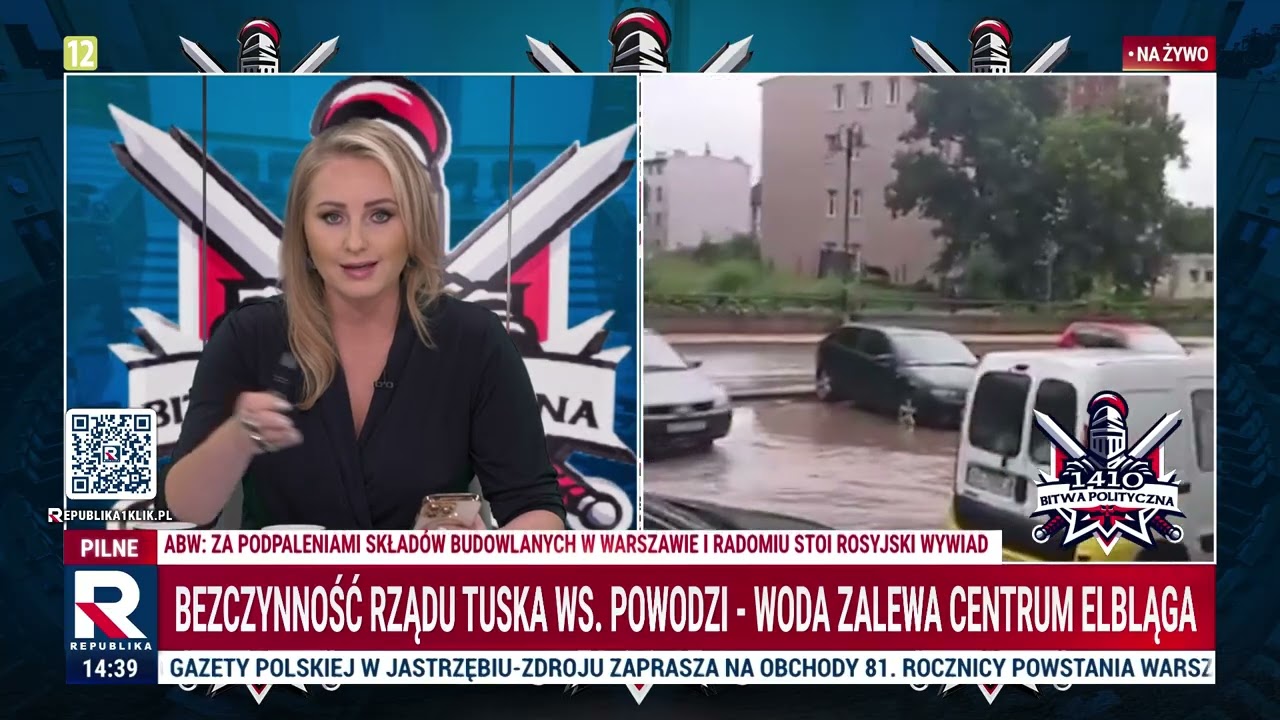 Bezczynność rządu Tuska ws. powodzi - woda zalewa centrum Elbląga | M. Borkowska | Bitwa Polityczna