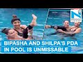 Shilpa Shetty, Bipasha Basu yoga in swimming pool