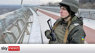 Ukrainian soldier guarding Kyiv