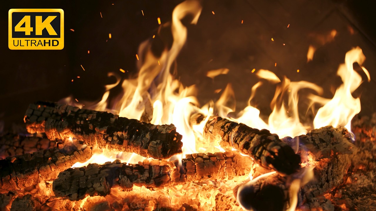🔥 FIREPLACE Sleep SOUNDS with Slow-Burning LOGS and Peaceful CRACKLES for Snowy CHRISTMAS Evenings