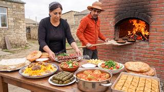 Azerbaijani Village Woman Prepared 10 Dishes Using Tandoor, Saj and Brick Oven