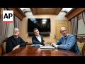 Emmanuel Macron, Friedrich Merz and Keir Starmer meet aboard train to Ukraine