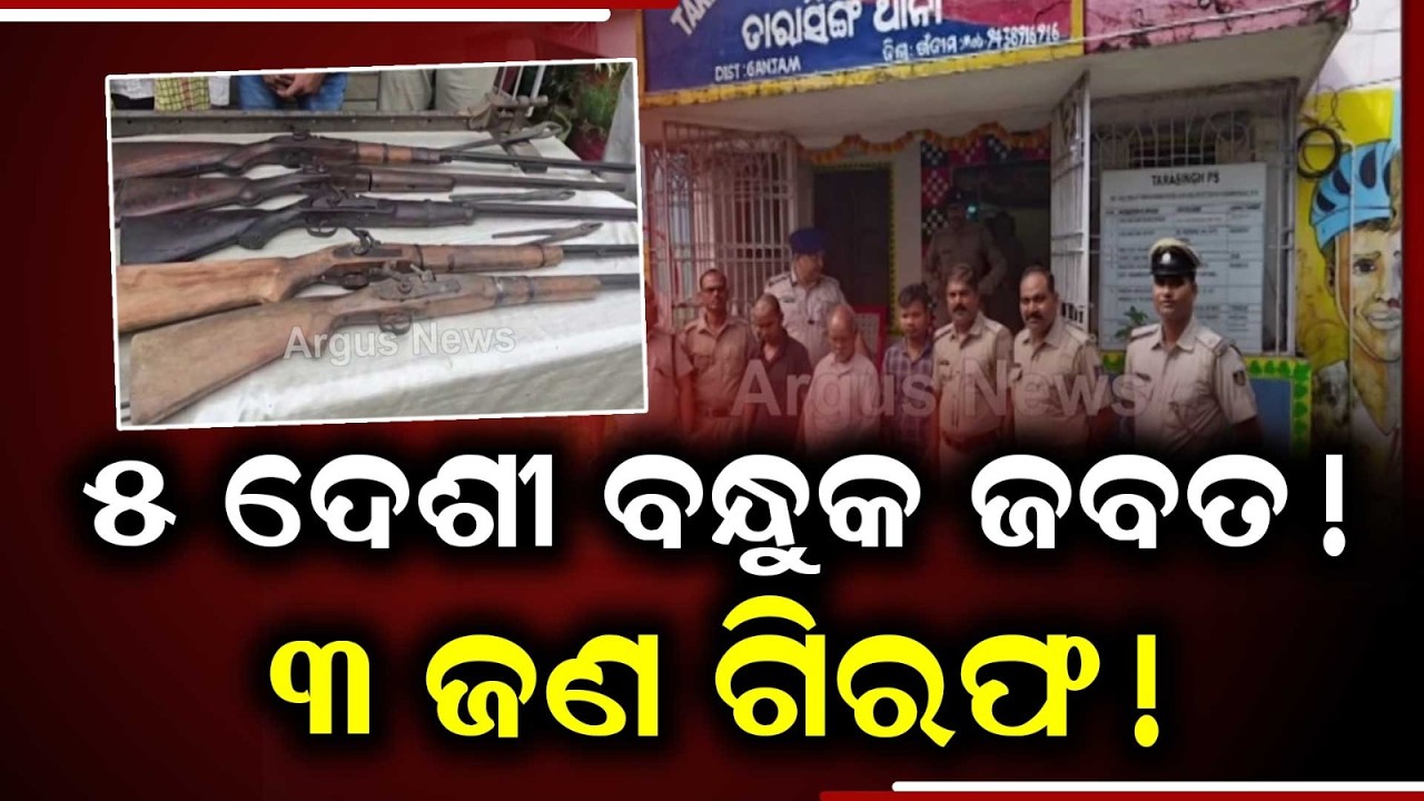 Illegal Gun Factory Busted in Ganjam: 5 Countrymade Pistols Seized, 3 Arrested | Argus News