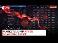 LIVE: Market Updates: Sensex Climbs 1,200 pts, Nifty Breaches 19,200 on Peace Deal Hopes | NewsX