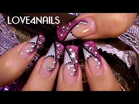 Como Decorar Sus Uñas Color de Rosa Con Cristales ~ Tutorial