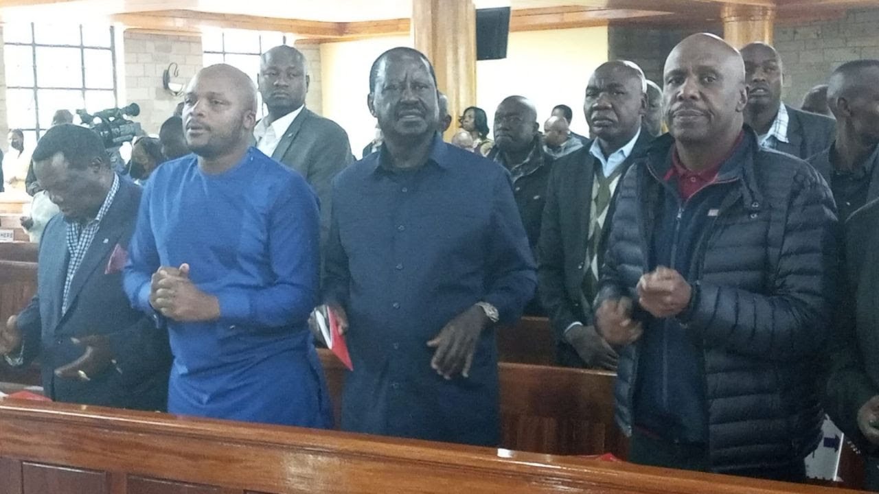 Raila Odinga attends church service at A.C.K Karen