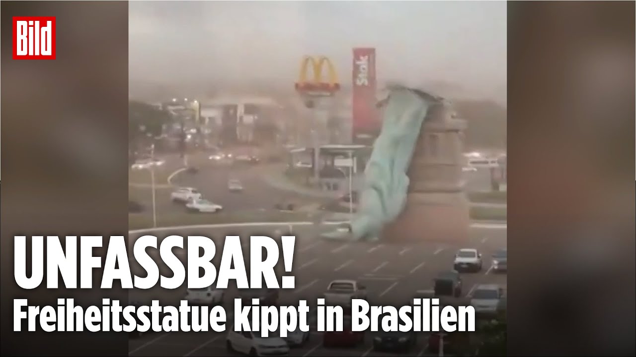 STURM IN BRASILIEN: Freiheitsstatue-Kopie bricht bei 90-km/h-Böen zusammen