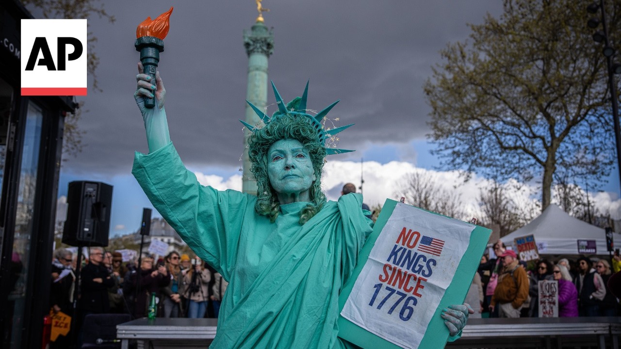 Protesters gather in Paris for 'No Kings' rally against Trump