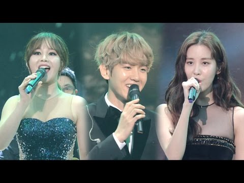 EXO Baekhyun & SNSD Seohyun, 백현·서현·한아름 ‘Hey Jude’ @2016 SAF 연기대상 1부 20161231