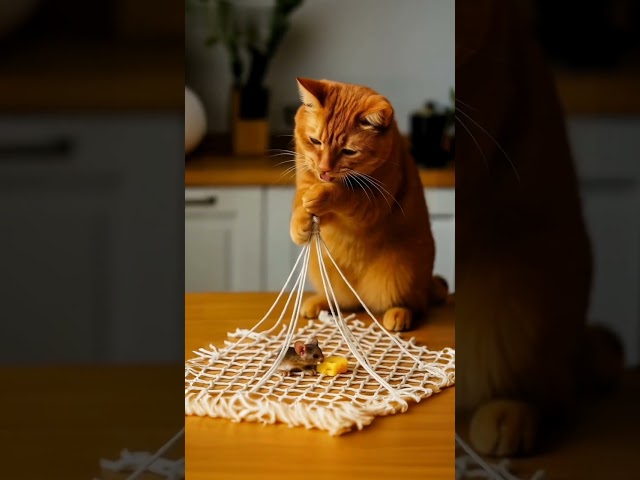 No way...?! This cat actually made a trap to catch a mouse?!  #cat