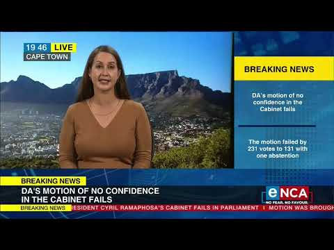 DA's motion of no confidence in the cabinet fails